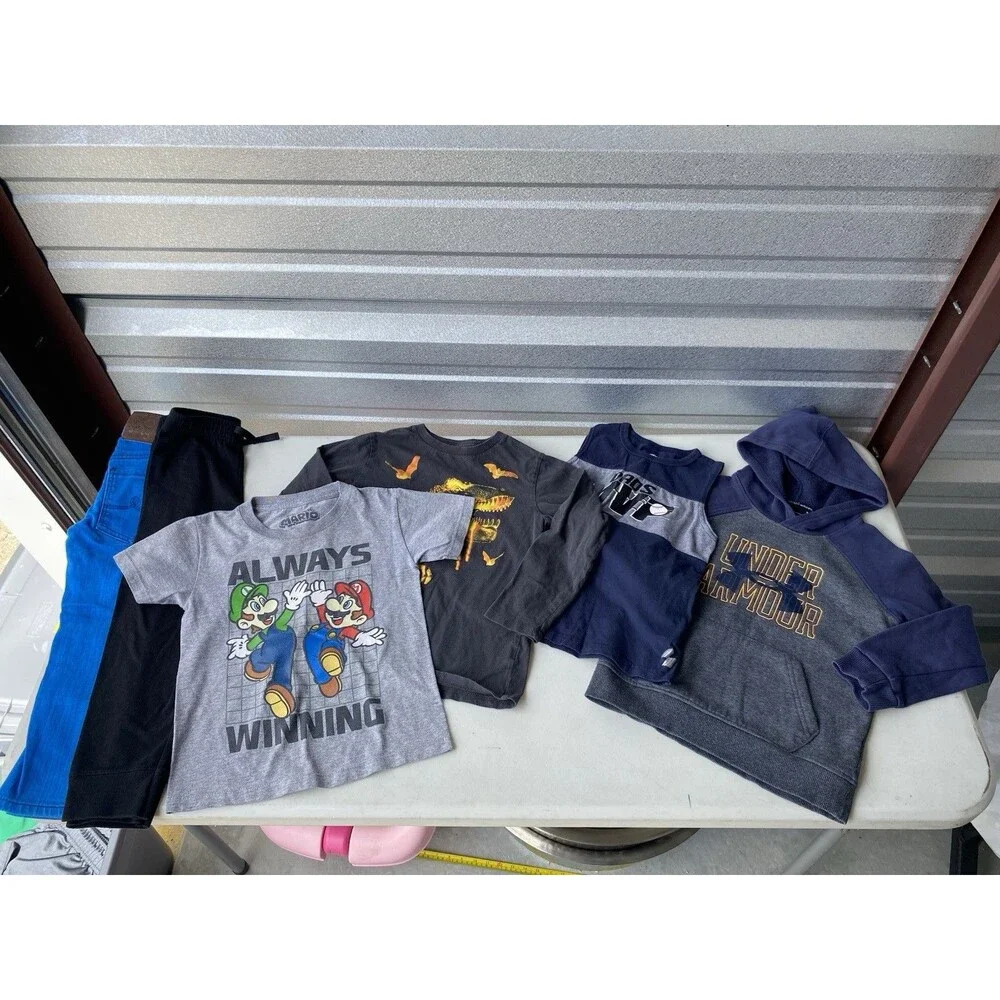 Boys Size 5 Play Clothes Lot 6pc Under Armour Mario Childrens Place Garanimals